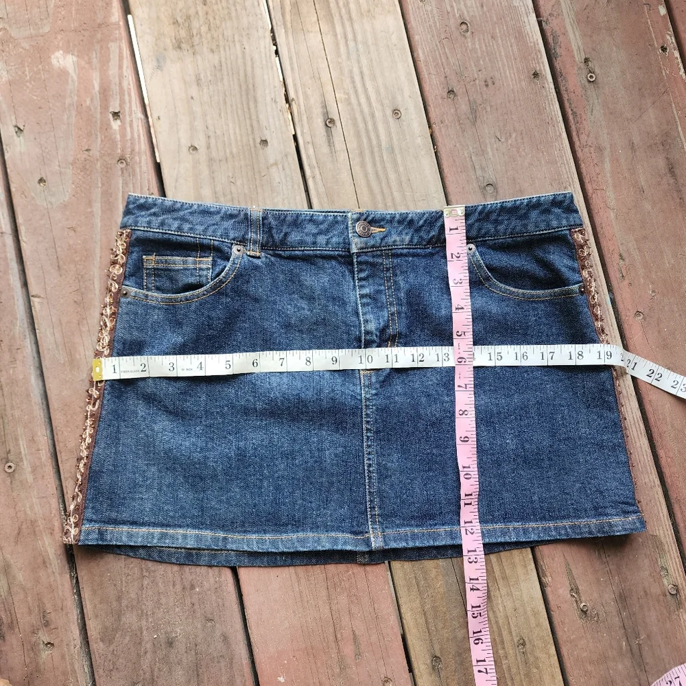 The Limited Beaded Y2K Boho Denim Jean Mini Skirt